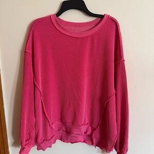 Vibrant Pink Ribbed Long Sleeve